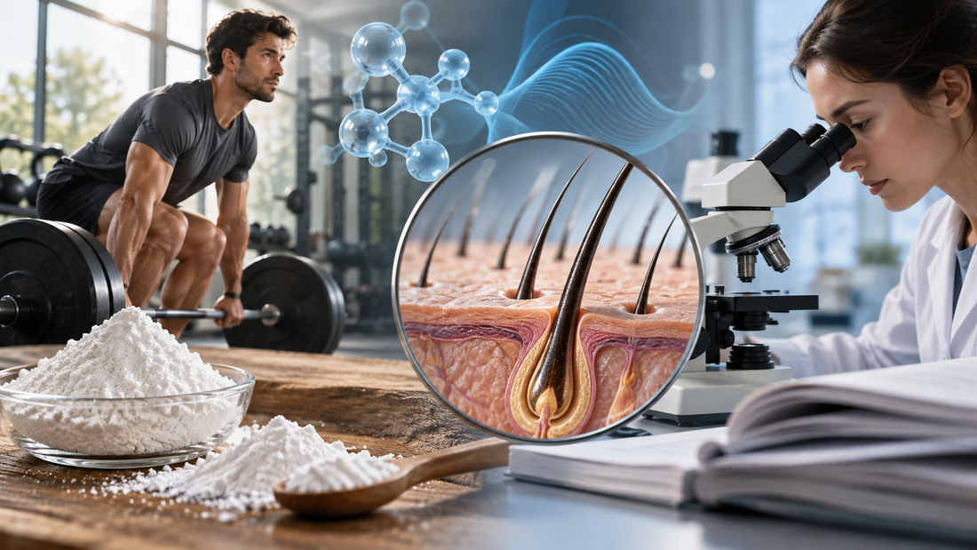 Editorial illustration for Does Creatine Cause Hair Loss? What Studies Measured
