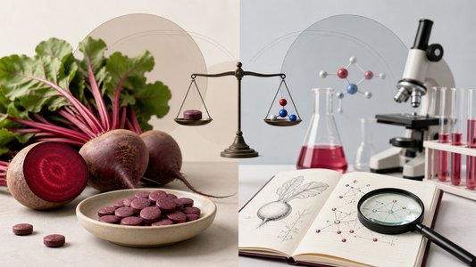 Editorial illustration for Beet Root Tablets vs Nitrate Research: What Product Labels Can—and Cannot—Show