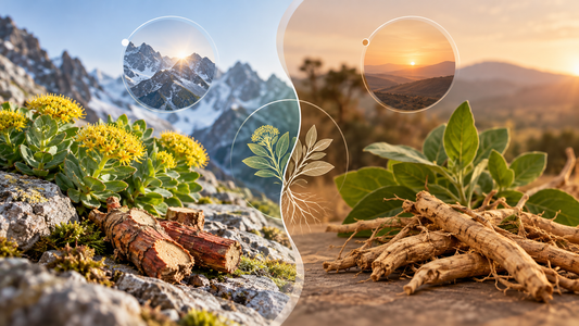 Editorial illustration for Rhodiola vs Ashwagandha: How Do They Differ?