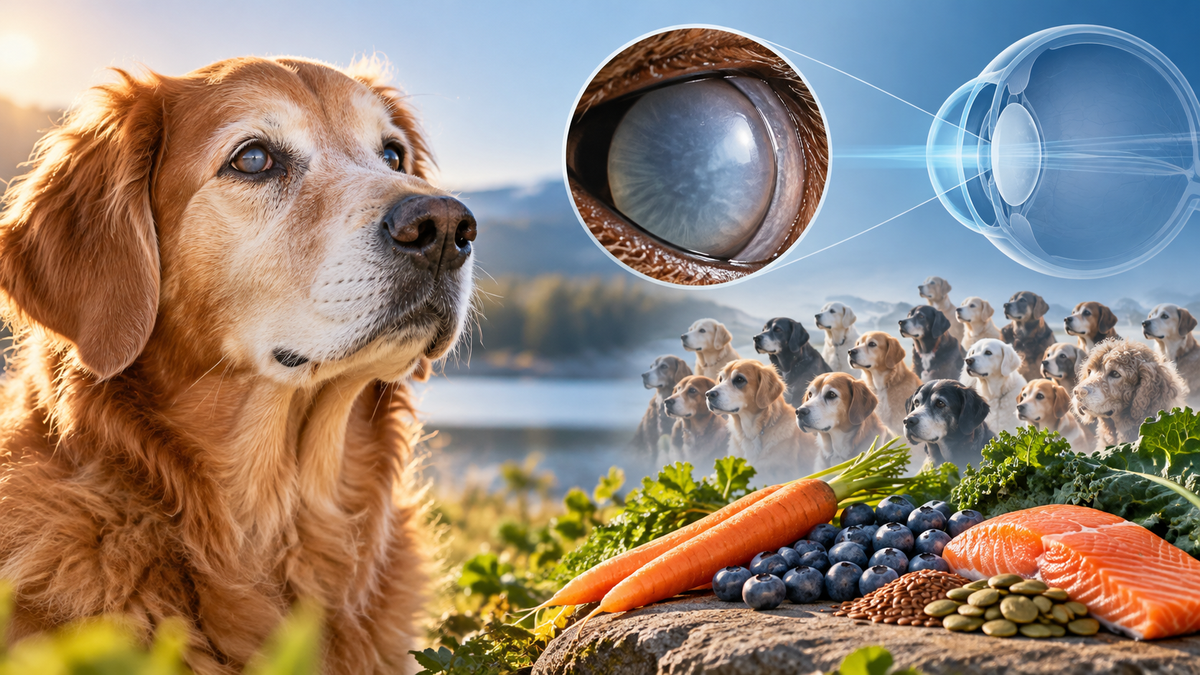 Editorial illustration for Nuclear Sclerosis in Older Dogs: What a 118-Dog Study Found About Vision