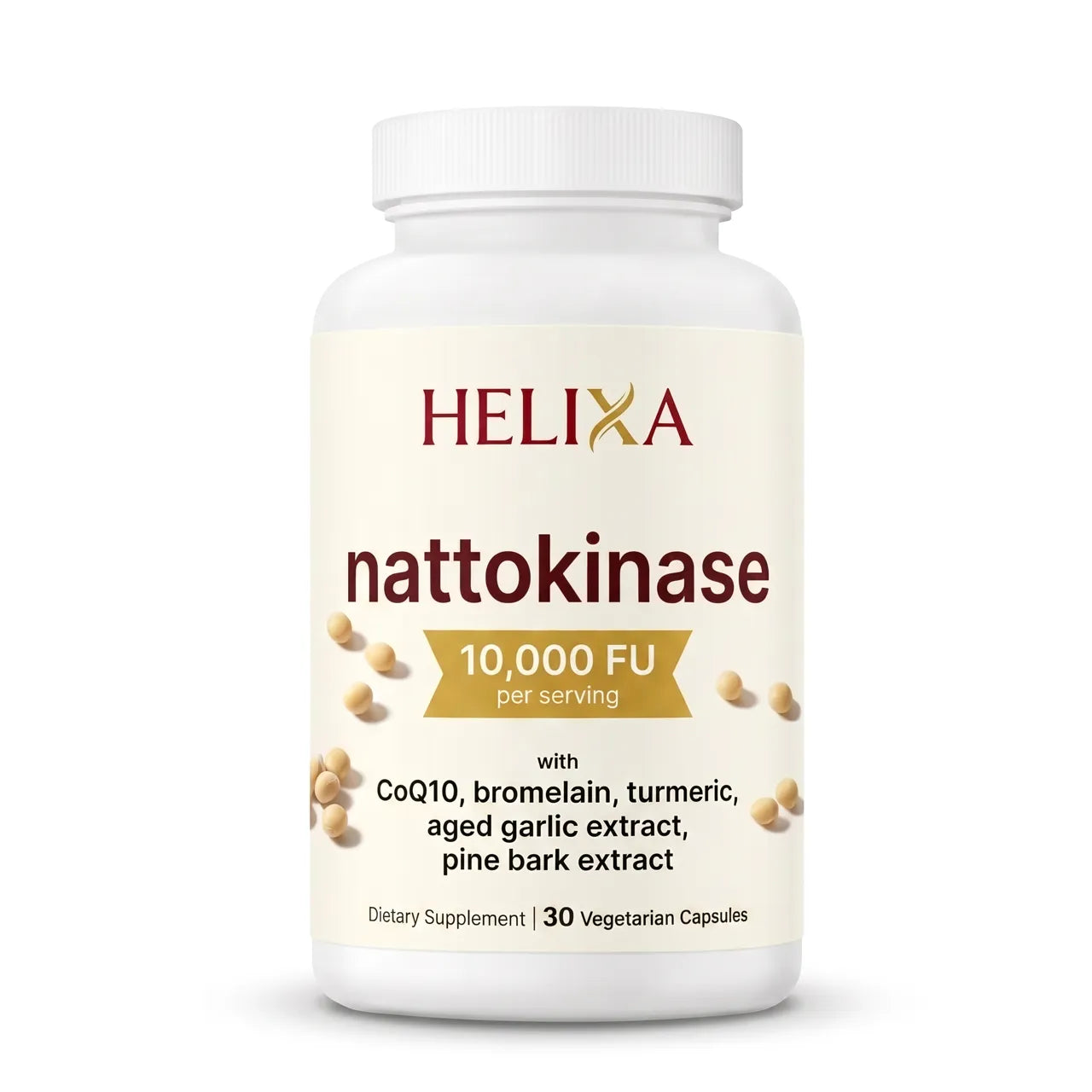 Helixa Nattokinase 10,000 FU bottle — 30 vegetarian capsules