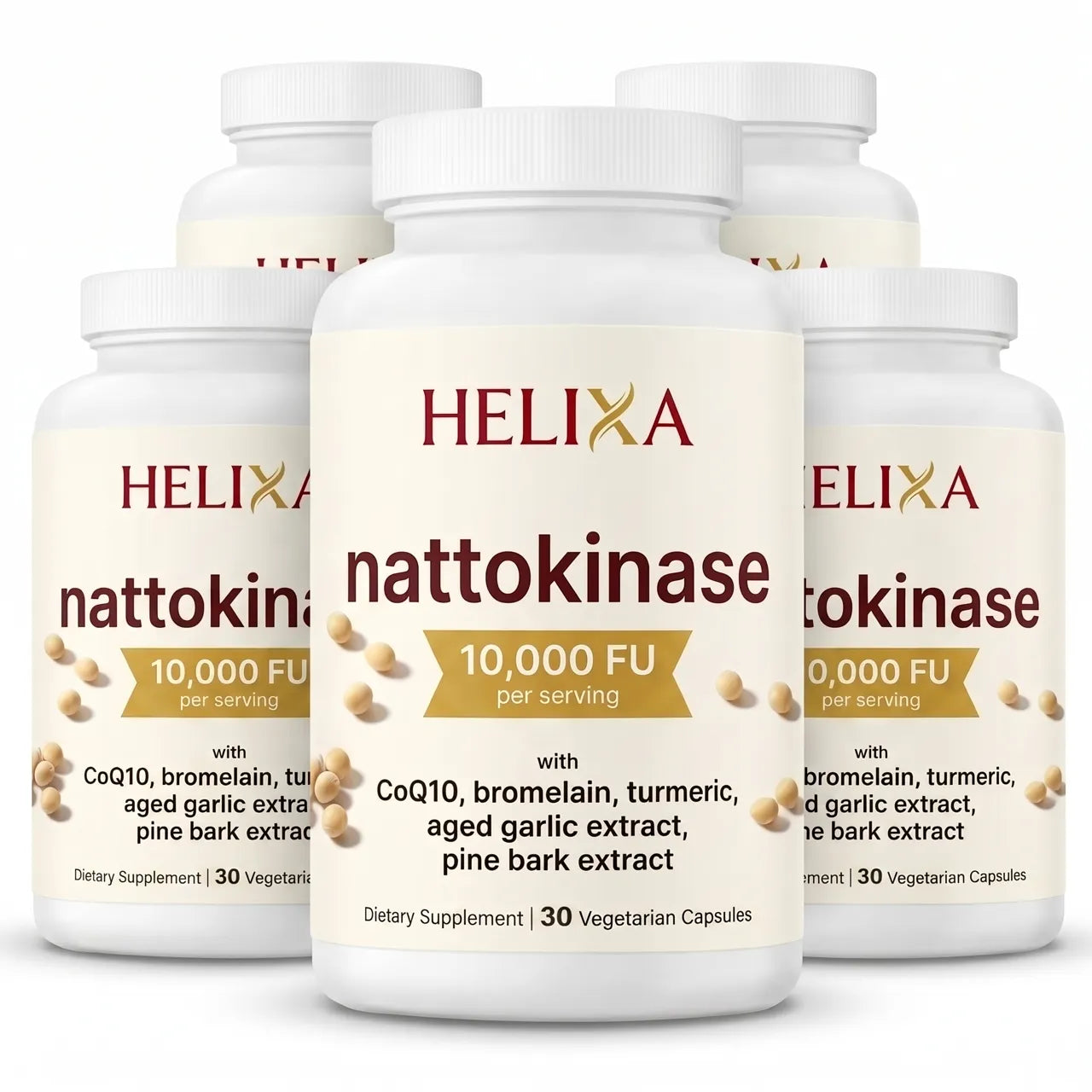Buy 3 Get 2 Free — five bottles of Helixa Nattokinase