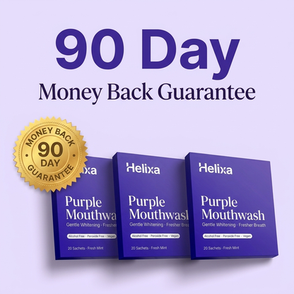 90 day money back guarantee - Helixa Purple Mouthwash