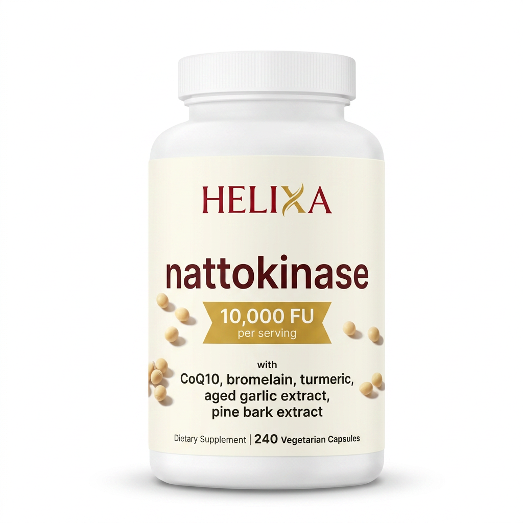 Helixa Nattokinase 10,000 FU bottle — 240 vegetarian capsules