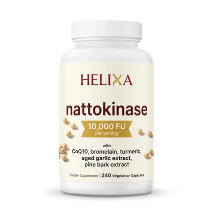 Helixa Nattokinase 10,000 FU bottle — 240 vegetarian capsules
