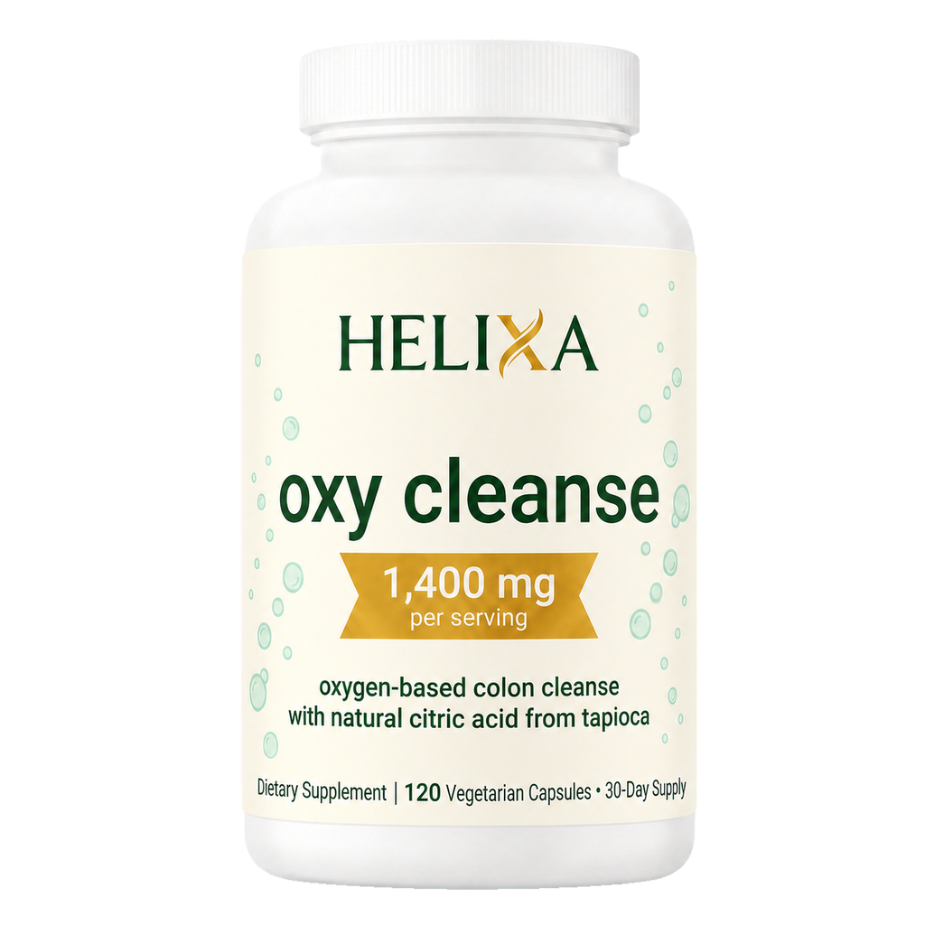 Oxy Cleanse Buy 1 official HELIXA bottle, 120 capsules and 30-day supply, transparent background
