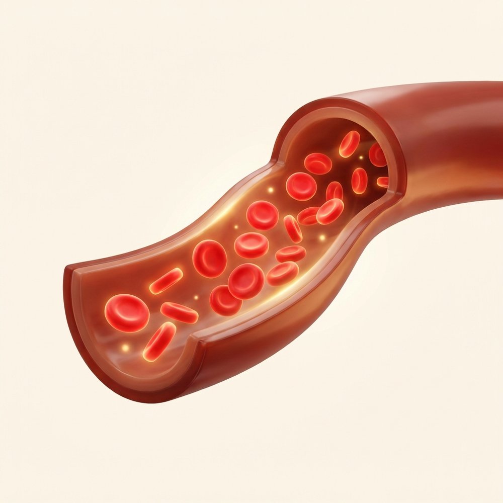 Healthy artery with smooth, free-flowing blood cells
